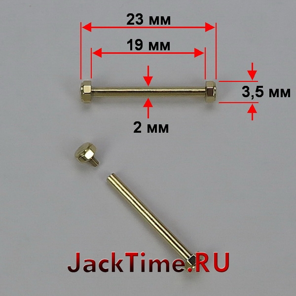 Винтовые шпильки Крепление для ремешка Michael Kors 19 мм, ø2 мм (Gold) - тип 2